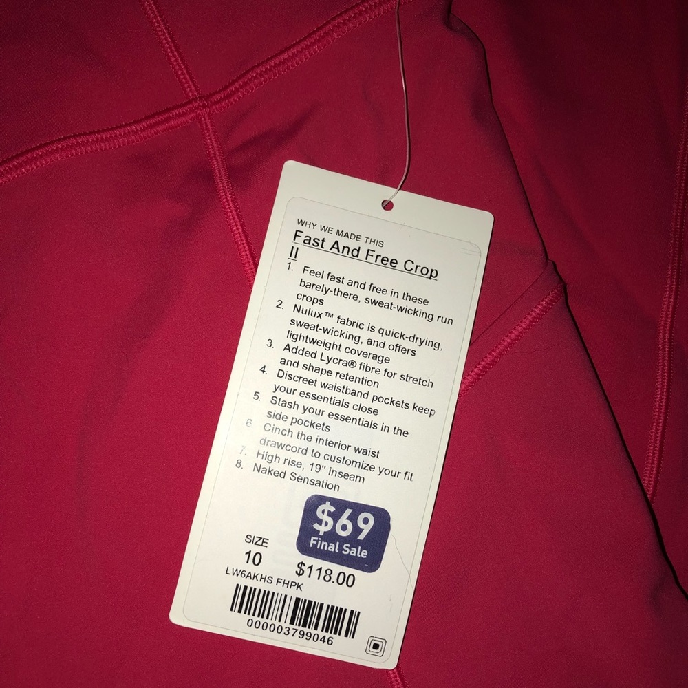 Lululemon Fast and Free crop leggings